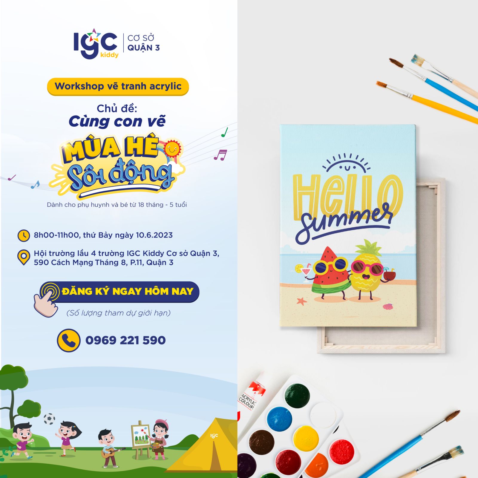 ĐĂNG KÝ WORKSHOP VẼ TRANH ACRYLIC: CÙNG CON VẼ MÙA HÈ SÔI ĐỘNG